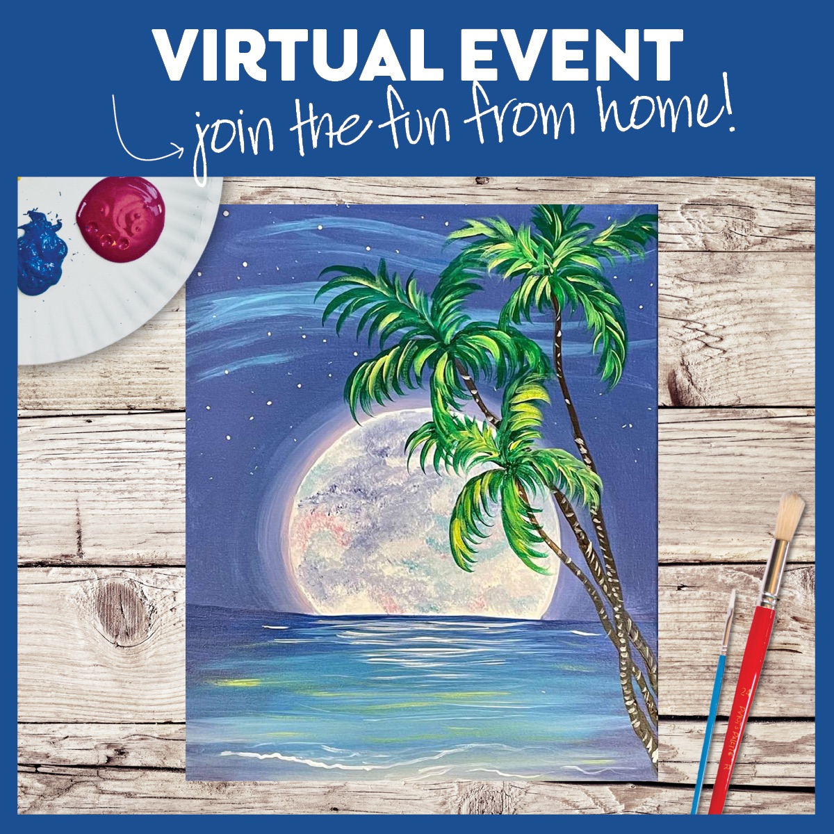 Live virtual paint class - all supplies included -recording available day after and 6 following days
